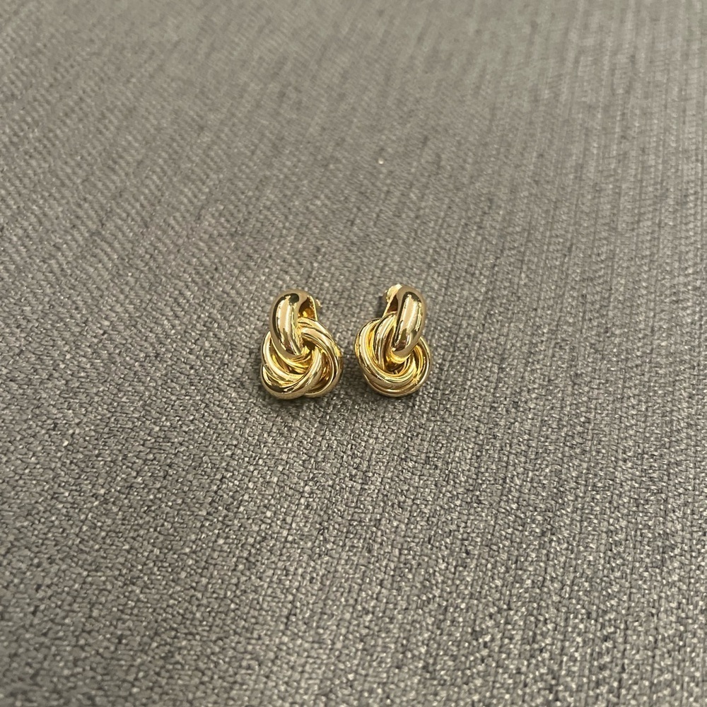 Gold Knot Earrings Drop Women Jewelry Twisted Stud Link - Picture 4 of 6